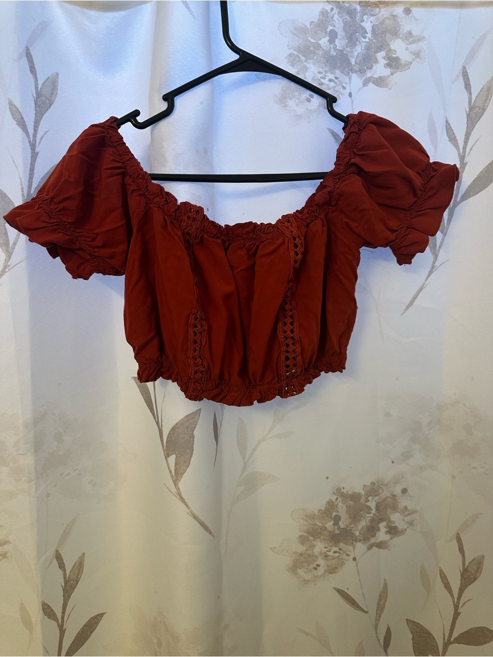 SHEIN Rust Red Off-Shoulder Crop Top - Women